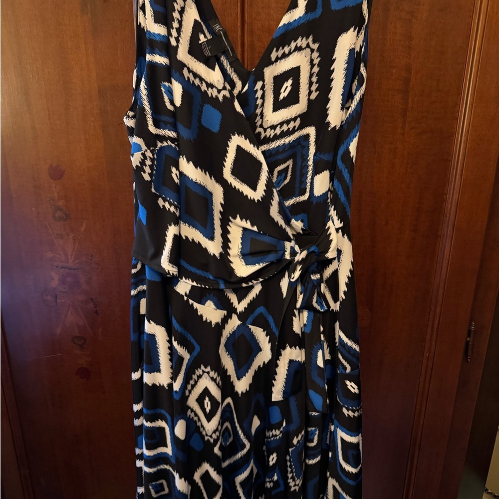 INC International Concepts Blue and Black Diamond Maxi Dress